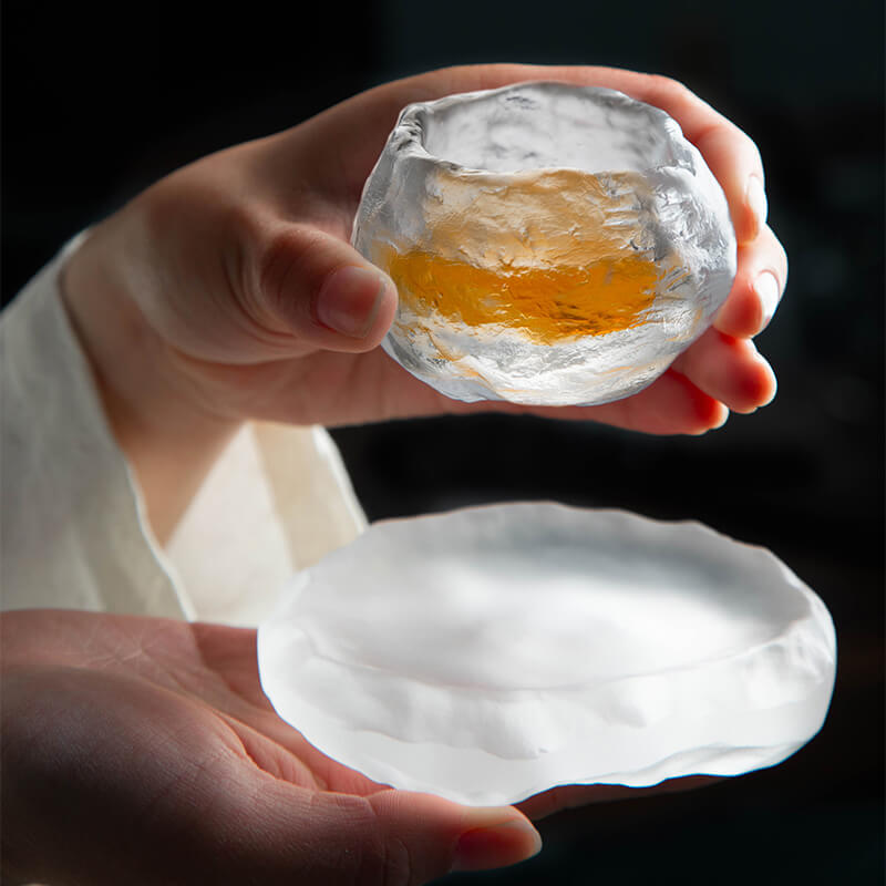 Chinese Handmade Traditional Transparent Liuli Ice-stone Teacup